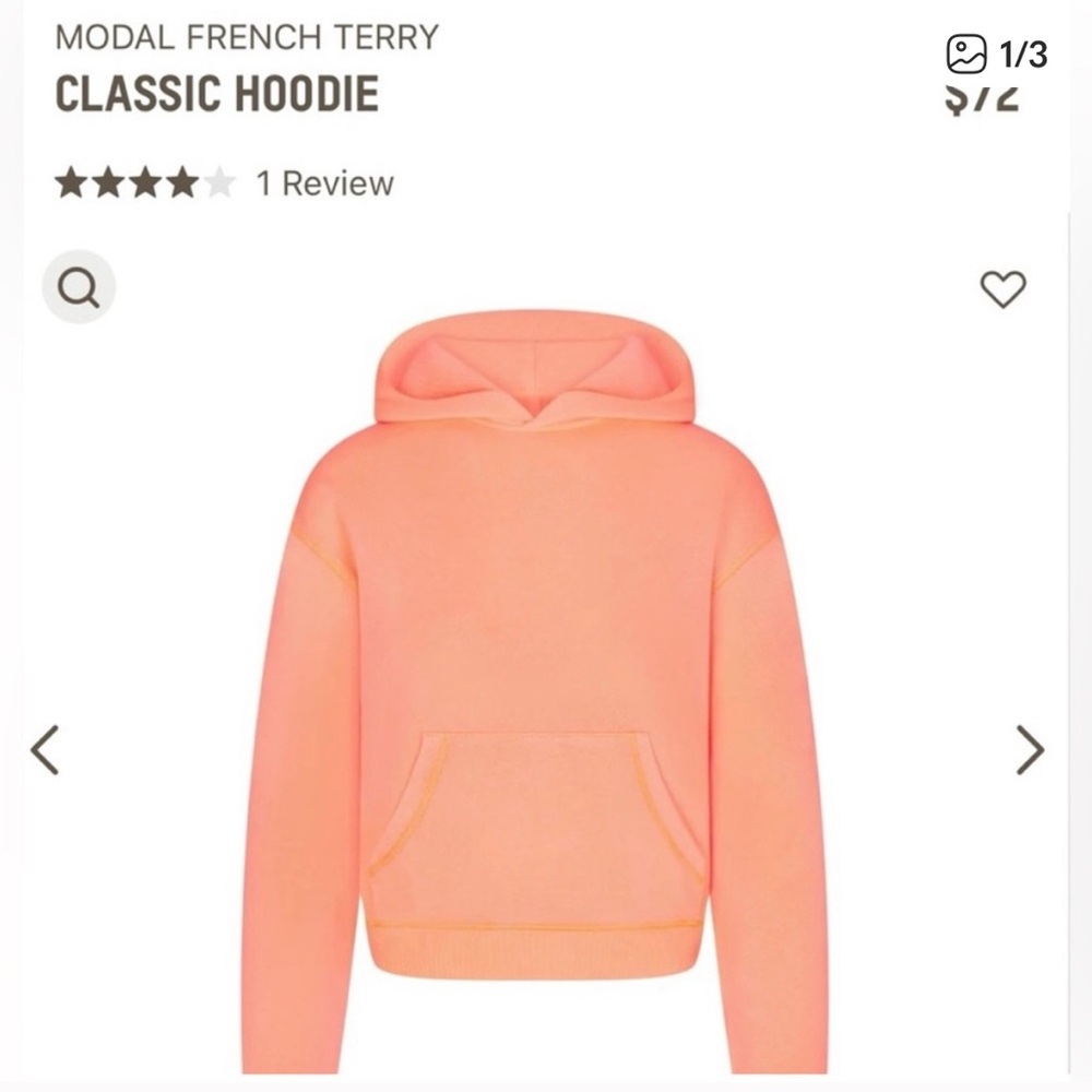 NWT SKIMS Modal French Terry Hoodie - neon orange